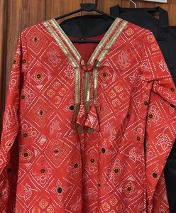 Red Bandhani Kurta