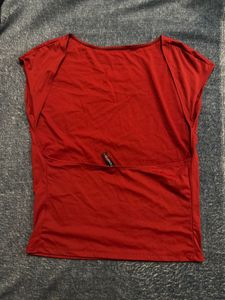 Red scoop neck t-shirt