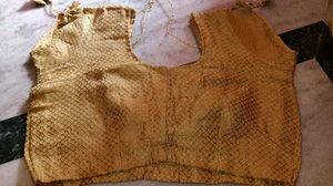 Golden Readymade Saree Blouse