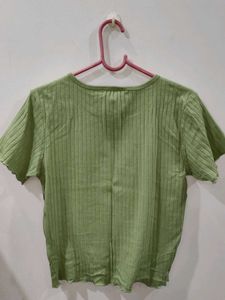 Green Ribbed Top