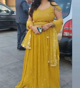 Mustered Yellow Lehnga Choli With Duptta