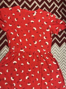 Allen Solly Brand Tomato Red Flower Printed Colour