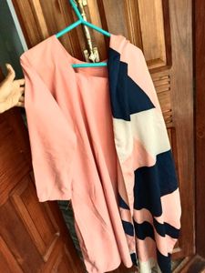 Peach A-line Kurta Set With Printed Dupatta