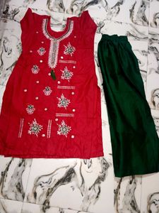 Red &amp; Green Salwar Suit