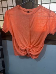 Front Wrap Detail Top Beautiful Coral Color