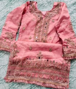 Elegant Peach Embroidered Kurta Set
