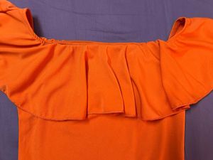Vibrant Orange Off-Shoulder Ruffle Top