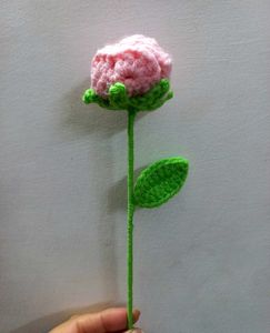 🩷🥀 Cute Handmade Crochet Pink Rose Flower🌹✨