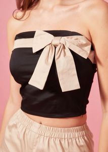 NEWME Black Bow Bandeau Top