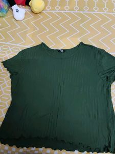 Green Ribbed T-Shirt | Globus | Size L