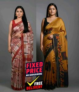 🛍️(Free Delivery) 2 Used Synthetic Sarees ⭐⭐⭐⭐
