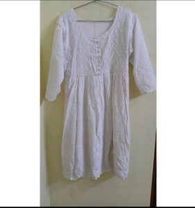 White Chikankari Dress Cum Kurta.