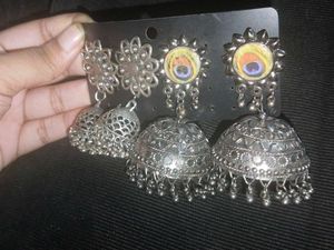 2 Pair Jhumka Earrings Set