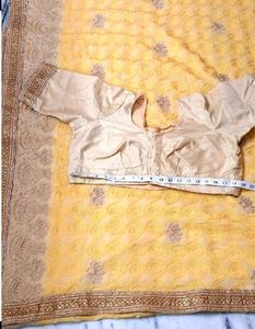 Haldi Saree With Golden Blouse