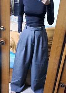 Grey Oversized Baggy Formal Korean Pants