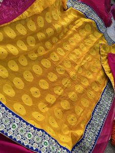 Elegant Pink &amp; Yellow Saree