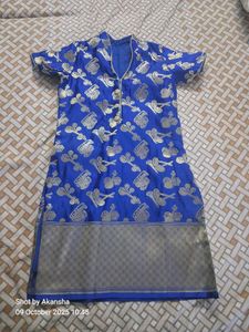 Diwali Sale-Girls&#39; Blue Ethnic Dress With Lining