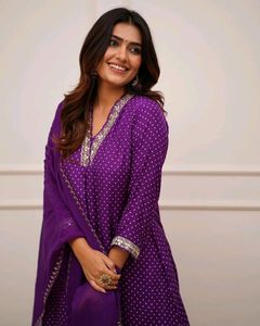 AC651 Pant Kurta Dupatta Purple 💜