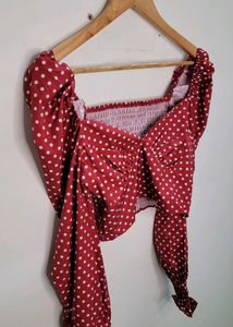 SHEIN Red Polka Dots Crop Top