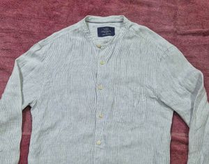 M&amp;S Pure Linen Striped Shirt Small