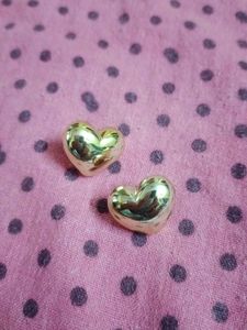 Gold Heart Stud Earrings
