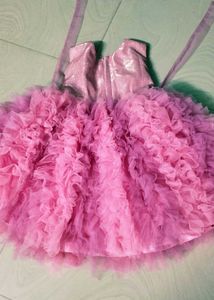 Pink Colour Children Net Frock