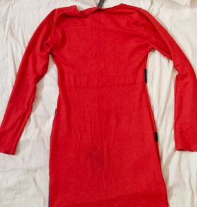 SQUARE NECK WINTER WOOLEN DRESS