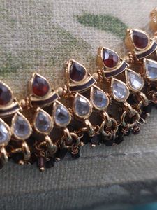Bridal Jewellery Set with Garnets, Kundan stones