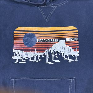 Navy Graphic Print Hoodie