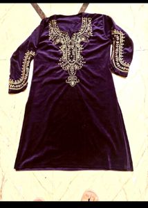 Elegant Embellished Velvet Kurti