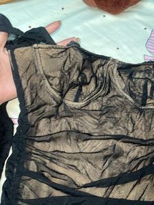 Black Mesh Long Sleeve Dress