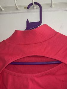 Pink Cutout Long Sleeve Top