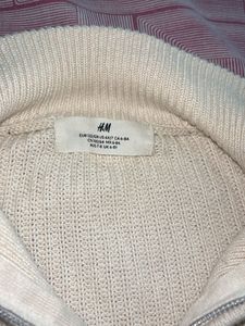 H&amp;M Cream Knit Quarter Zip