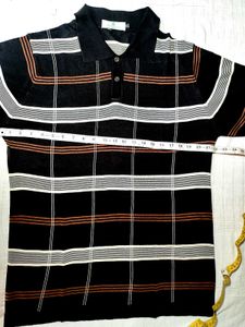 Vintage Striped Knit Polo Shirt