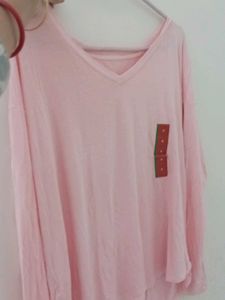 White V-Neck Long Sleeve Tee - Medium