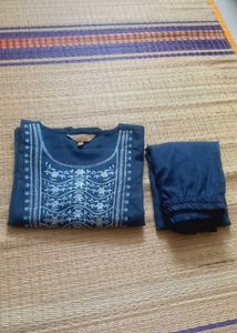 Elegant Navy Embroidered Kurta Set