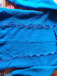 Vintage Style Blue Knitted Sweater For Women