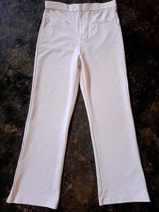 White Flare Leg Trousers