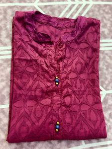 Maroon Embroidered Top