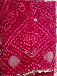 New Rose Colour Bandhej Saree