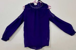 Purple Cold Shoulder Blouse