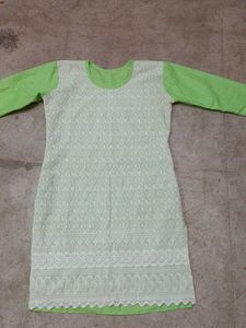 Mint Green Chikan Kari Fabric