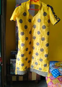Yellow Embroidered Kurti