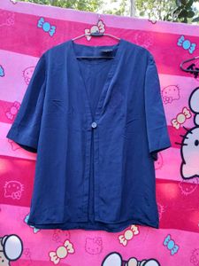 Navy Blue Open Front Coat