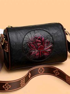 Embossed Floral Leather Crossbody Bag