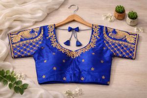 Royal Blue Embroidered Blouse