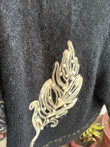 Elegant Embellished Black Poncho