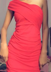 URBANIC Red One-Shoulder Bodycon Dress