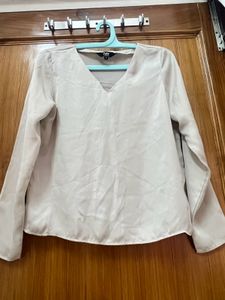 Full Sleeeves Satin Beige Top