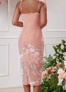 Elegant Pink Floral Velvet Dress